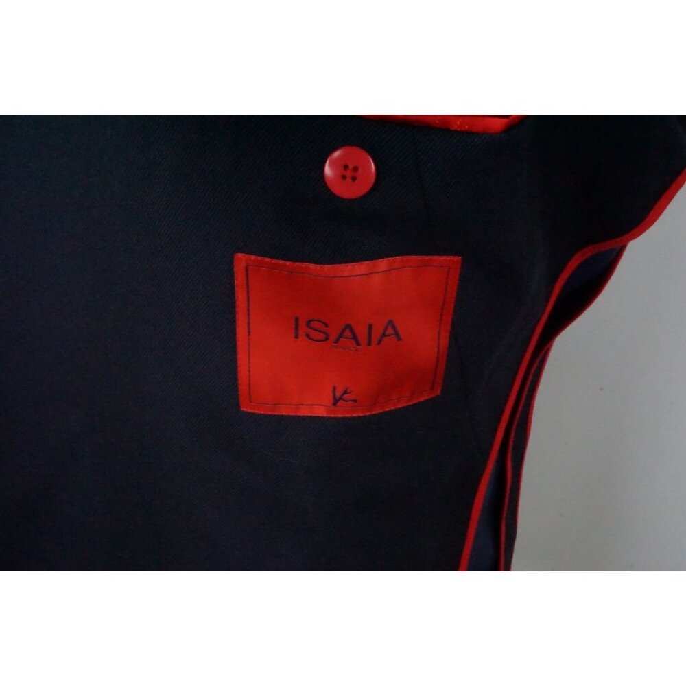Isaia The Peacoat Blue Wool Cashmere Blend Overcoat Jacket Sz 38 US 48 EU NEW - Picture 6 of 9